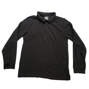 Izod Men's Long Sleeve Polo Shirt Schoolwear‎ Black Size L